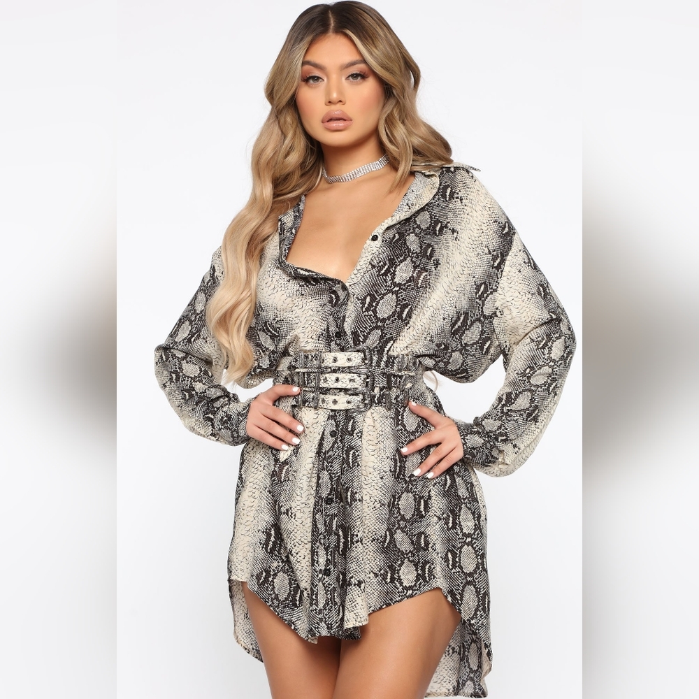 Snake corset shirt dress